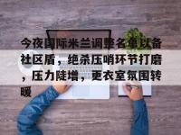 今夜国际米兰调整名单以备社区盾，绝杀压哨环节打磨，压力陡增，更衣室氛围转暖的简单介绍